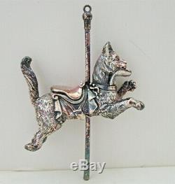 Cazenovia Abroad Sterling Silver Carousel Fishing Cat Christmas Ornament