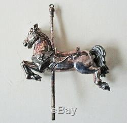 Cazenovia Abroad Sterling Silver Carousel Flag Horse Christmas Ornament