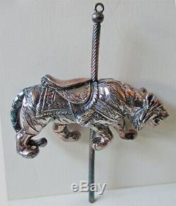 Cazenovia Abroad Sterling Silver Carousel Looff Sneaky Tiger Christmas Ornament