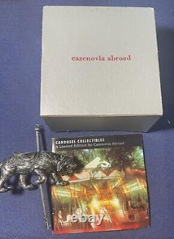 Cazenovia Abroad Sterling Silver Carousel TIGER Ornament with Box + brochure