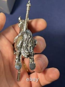 Cazenovia Abroad Sterling Silver Winged Carousel Flag Horse Ornament with Box +