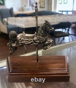 Cazenovia Abroad Weighted Sterling Silver Carousel Winged Horse Ornament +Stand