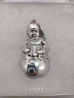 Cazenovia Caroling Snowman Sterling Silver Christmas Ornament, Excellent