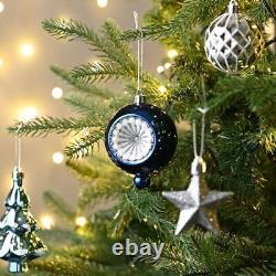 Christmas Ornaments Set, 100ct Navy Blue and Silver Shatterproof Christmas