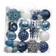 Christmas Ornaments Set, 70ct Navy Blue and Silver Shatterproof Christmas