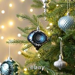 Christmas Ornaments Set, 70ct Navy Blue and Silver Shatterproof Christmas