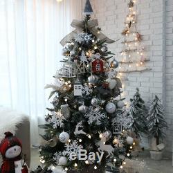 Christmas Premium Bianca silver Snow tree 5.25ft Ornament Set 50 Lights Holiday
