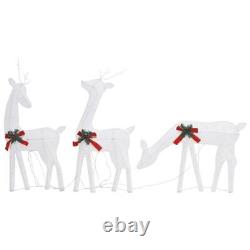 Christmas Reindeer Family 106.3inchx2.8inchx35.4inch Silver Cold White Mesh