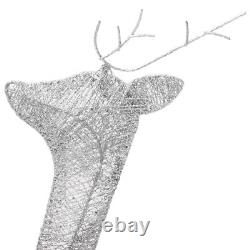 Christmas Reindeers 6 pcs Silver Cold White Mesh
