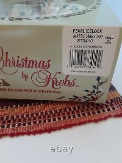 Christmas by KREBS Set 16 Pearl withstarburst Glass Ball Ornaments + Tree Topper