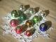 Christmas ornament Kugel red blue silver gold ball Biedermeierkugeln Federbaum