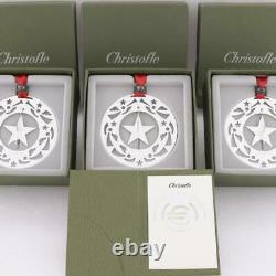 Christofle France Lot Of3 2003 Silver Plated Christmas Ornaments & Page Bookmark
