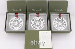 Christofle France Lot Of3 2003 Silver Plated Christmas Ornaments & Page Bookmark