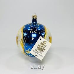 Christopher Radko Gilded Birds Blue Silver Gold Ball Christmas Ornament 4 1989