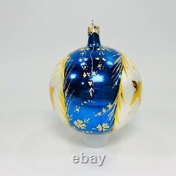 Christopher Radko Gilded Birds Blue Silver Gold Ball Christmas Ornament 4 1989