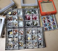 Christopher Radko Lot Shiny Brite Ornaments 5 Boxes Gold Silver Brights, Flocked