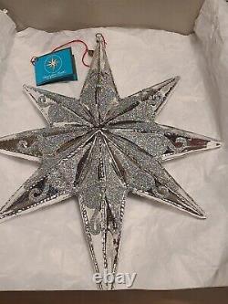 Christopher Radko Resplendence Hanging Glass Ornament Large Silver Star 14 Rare