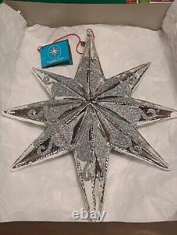 Christopher Radko Resplendence Hanging Glass Ornament Large Silver Star 14 Rare