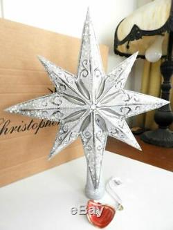 Christopher Radko STELLAR SILVER Star Tree Topper Ornament MINT / BOX