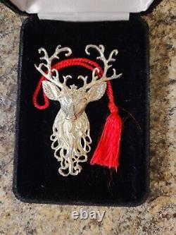 Christopher Radko Sterling Silver Regal Reindeer CHRISTMAS Ornament Pendant PIN