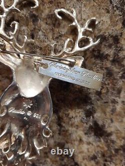 Christopher Radko Sterling Silver Regal Reindeer CHRISTMAS Ornament Pendant PIN