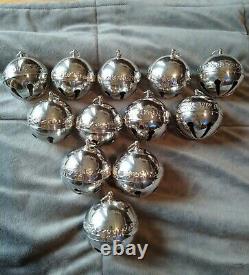 Colection Lot 12 Wallace Silver Plate Christmas Bell Ornaments