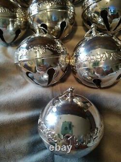Colection Lot 12 Wallace Silver Plate Christmas Bell Ornaments