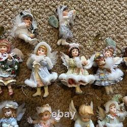 Collection Of 55 Various Ashton Drake Baby Doll Angel Christmas Ornaments