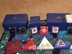 Complete set Swarovski silver and gold snowflake christmas ornaments plus extras