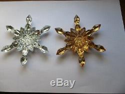 Crystal Baccarat Christmas ornament snowflake (x2) silver and golden