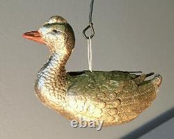 DRESDEN 3 Dimensional SWIMMING DUCK figural Antique Christmas German Ornament