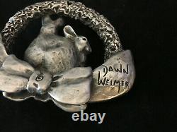 Dawn Weimer Peace On Earth Bunny Rabbits Pewter Christmas Ornament Collectible