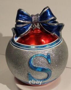 Decorative Christmas Ornament Ball S Monogram Family Silver Blue Red Blue Holo