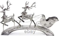 Deer with Sleigh 40.5 inches x 25 inchesH Metal by Melrose