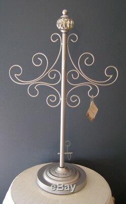 Dillard's Christmas Mercury Glass Ornament Silver Metal Wreath Holder Stand