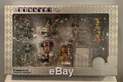 Disney Store 25th Silver Anniversary 7 PC Christmas Ornament Set COA New In Box