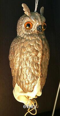 Dresden 3-D OWL Candy Container Antique Christmas German Ornament Exc. Condition