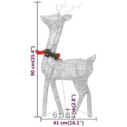 Durable Fabric and Steel Silver Color Christmas Reindeer Family with 90 LEDs