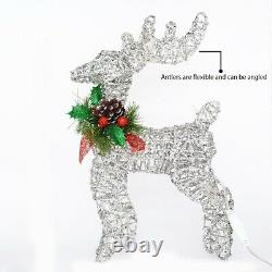 Elk Iron Reindeer LED Light With Pine Cones Christmas Home Decoration EU Plugged