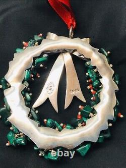 Emilia Castillo STERLING Christmas Wreath Ornament Vintage Neiman Marcus 94.6G