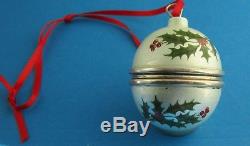Enamled English Sterling Silver Ball Christmas Tree Ornament Ring Box