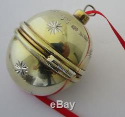 English Sterling Silver Ball Christmas Tree Ornament Ring Box Birmingham