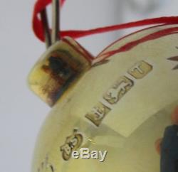 English Sterling Silver Ball Christmas Tree Ornament Ring Box Birmingham