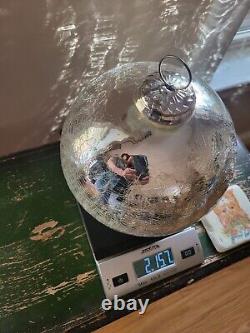 Enormous Vtg Silver Mercury Glass Christmas Ball-24 Circumference Crackle