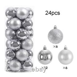 Eye Catching 8CM Christmas Ball Ornament Set Pack of 24 for Tree Decor
