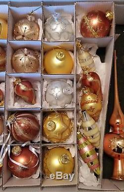 FRONTGATE 27Pc Handpaint Glass Gold/Bronze/Silver Christmas Ornament, Treetopper