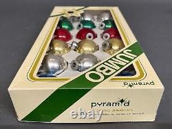Fabulous Vintage 18 Pcs of Jumbo Pyramid Silver Glass Christmas Tree Ornament