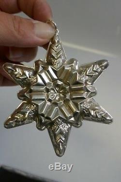 First Gorham Sterling Snowflake 1970 Christmas Ornament With Velvet Bag & Box