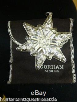 First Gorham Sterling Snowflake 1970 Christmas Ornament with Velvet Bag