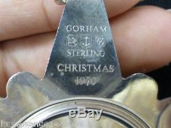 First Gorham Sterling Snowflake 1970 Christmas Ornament with Velvet Bag